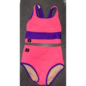 Kandi Kouture 2 Piece Dance Wear Girls Size CXL (10/12) Pink and Purple